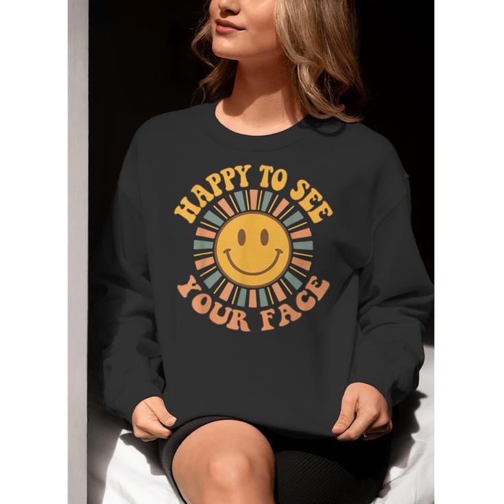 Happy To See Your Face Retro Happy Teacher Back To School Women Crewneck Sweatshirt, funny gift Happy To See Your Face Retro Happy Teacher Back To School Women Crewneck Sweatshirt, funny gift