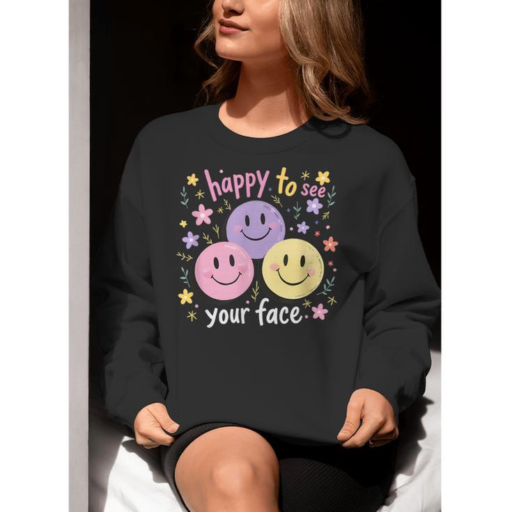 Happy To See Your Face Smile Face Teacher Back To School Women Crewneck Sweatshirt, funny gift Happy To See Your Face Smile Face Teacher Back To School Women Crewneck Sweatshirt, funny gift