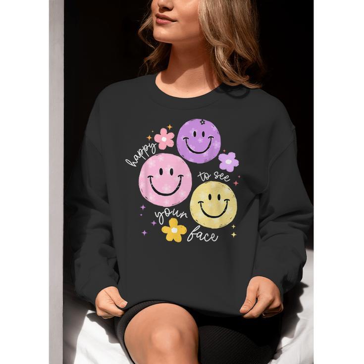 Happy To See Your Face Teacher Flower Back To School Women Crewneck Sweatshirt, funny gift Happy To See Your Face Teacher Flower Back To School Women Crewneck Sweatshirt, funny gift