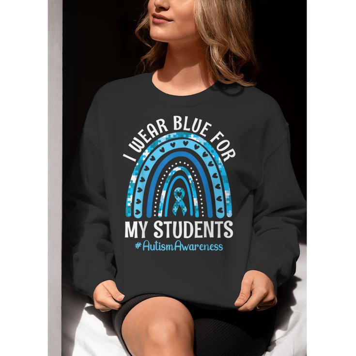 Happy Teacher I Wear Blue For My Students Autism Awareness Women Crewneck Sweatshirt, funny gift Happy Teacher I Wear Blue For My Students Autism Awareness Women Crewneck Sweatshirt, funny gift
