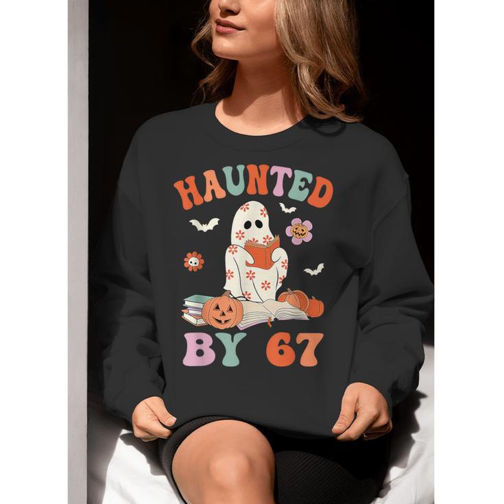 Haunted By 67 Boo Ghost Teacher 6 7 Halloween Costume Women Crewneck Sweatshirt, funny gift Haunted By 67 Boo Ghost Teacher 6 7 Halloween Costume Women Crewneck Sweatshirt, funny gift