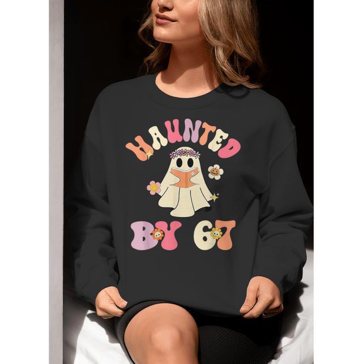 Haunted By 67 Meme Six Seven 6 7 Halloween Teachers Women Crewneck Sweatshirt, funny gift