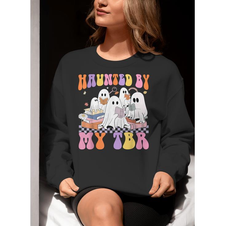 Haunted By My TBR Cute Ghosts Book Reading Teacher Halloween Women Crewneck Sweatshirt, funny gift Haunted By My TBR Cute Ghosts Book Reading Teacher Halloween Women Crewneck Sweatshirt, funny gift