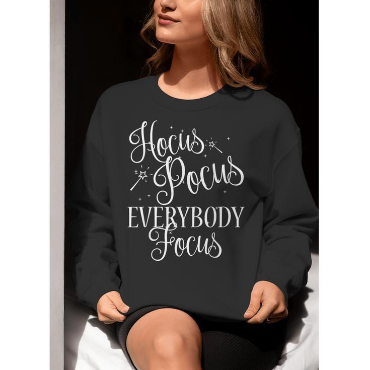 Hocus Pocus Everybody Focus Teacher Halloween Shirt Women Crewneck Sweatshirt, funny gift