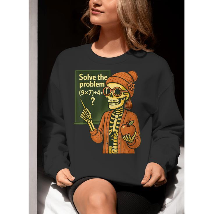 HUGvyn Halloween Skeleton Six Seven 67 Meme PEMDAS Teacher Women Crewneck Sweatshirt, funny gift HUGvyn Halloween Skeleton Six Seven 67 Meme PEMDAS Teacher Women Crewneck Sweatshirt, funny gift