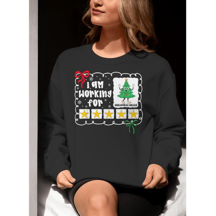 I'm Working For Christmas Break 5 Stars Christmas Teacher Women Crewneck Sweatshirt, funny gift I'm Working For Christmas Break 5 Stars Christmas Teacher Women Crewneck Sweatshirt, funny gift