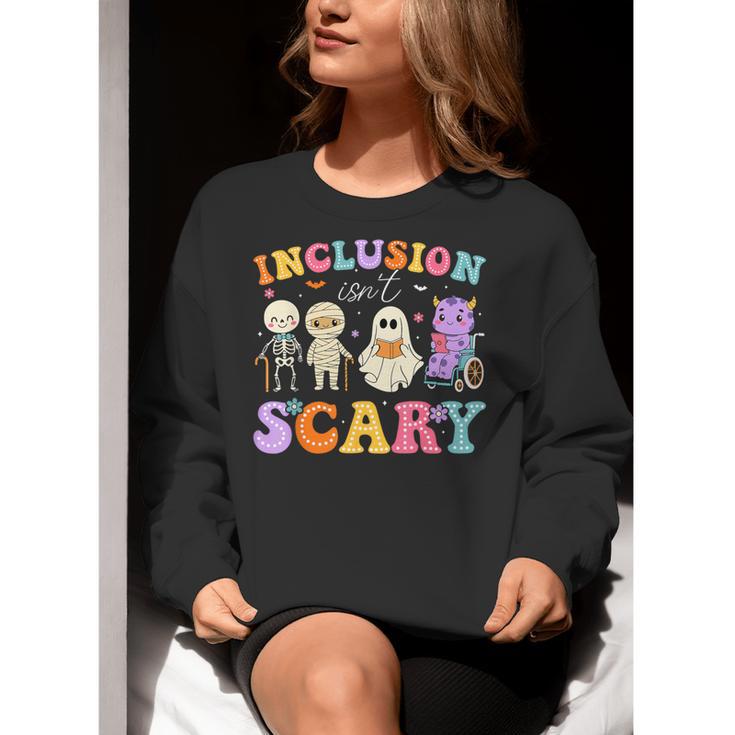 Inclusion Isn't Scary Ghost Halloween SLP Sped Teacher Women Crewneck Sweatshirt, funny gift Inclusion Isn't Scary Ghost Halloween SLP Sped Teacher Women Crewneck Sweatshirt, funny gift