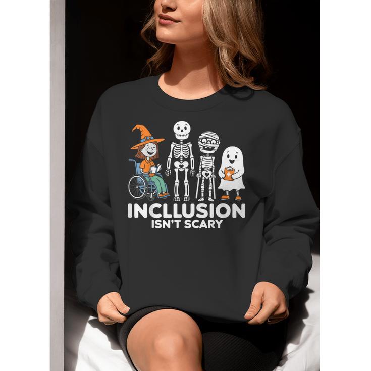 Inclusion Isn't Scary SLP Halloween Costume Sped Teacher Women Crewneck Sweatshirt, funny gift