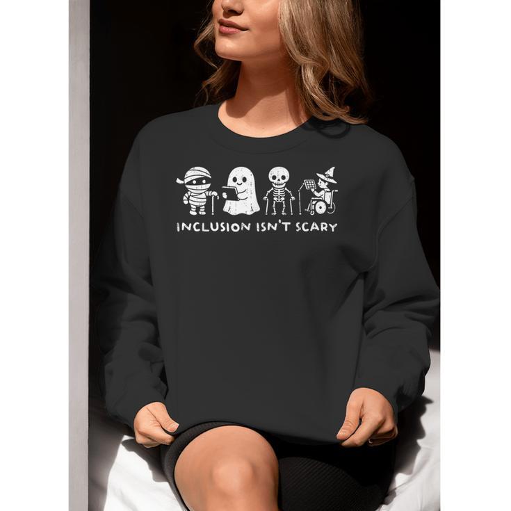 Inclusion Isn't Scary SLP Halloween Ghost Mummy Sped Teacher Women Crewneck Sweatshirt, funny gift