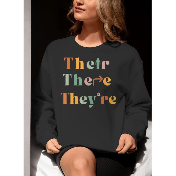 Their There They'Re English Teacher Gramma Police Joke Women Crewneck Sweatshirt, English Teacher Sweatshirts, funny gift