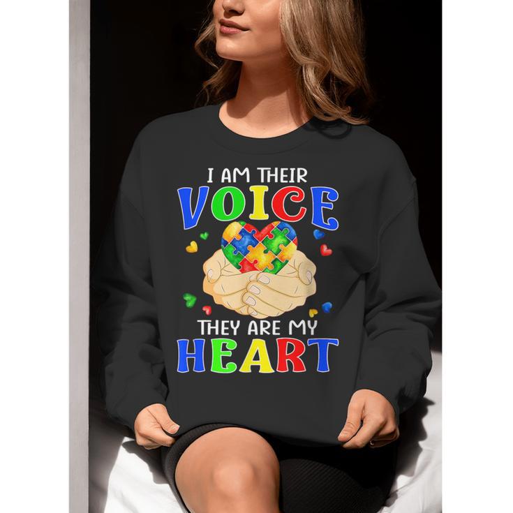 I Am Their Voice They Are My Heart Autism Awareness Teacher Women Crewneck Sweatshirt, funny gift I Am Their Voice They Are My Heart Autism Awareness Teacher Women Crewneck Sweatshirt, funny gift