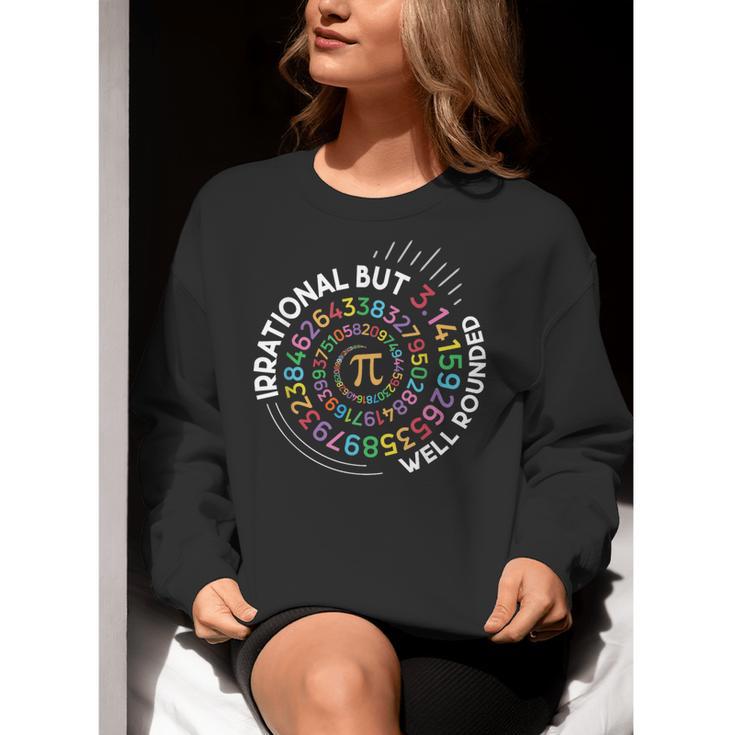 Irrational But Well Rounded Pi Day Math Teacher Student Geek Women Crewneck Sweatshirt, funny gift