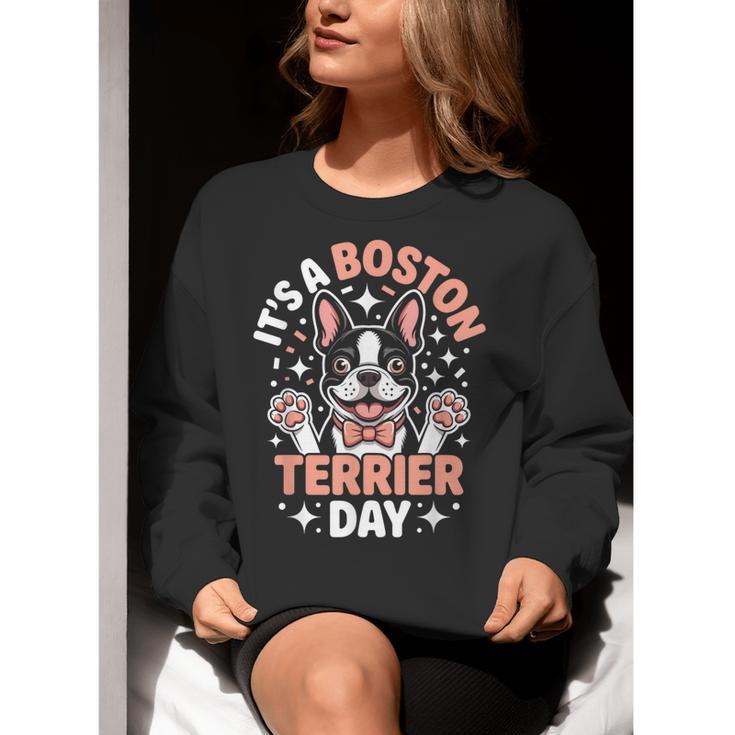 It’s A Boston Terrier Day Pet Cute Dog Lover Cartoon Women Crewneck Sweatshirt, funny gift