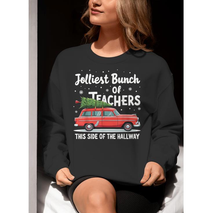 Jolliest Bunch Of Teachers This Side Of The Hallway Xmas PJ Women Crewneck Sweatshirt, funny gift