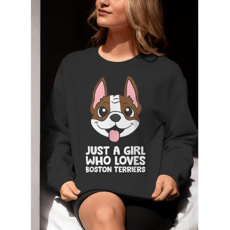 Just a Girl Who Loves Boston Terriers Women Crewneck Sweatshirt, funny gift