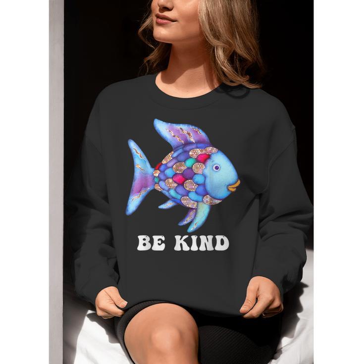 Be Kind Rainbow Fish Teacher Life Teaching Back To School Women Crewneck Sweatshirt, funny gift Be Kind Rainbow Fish Teacher Life Teaching Back To School Women Crewneck Sweatshirt, funny gift