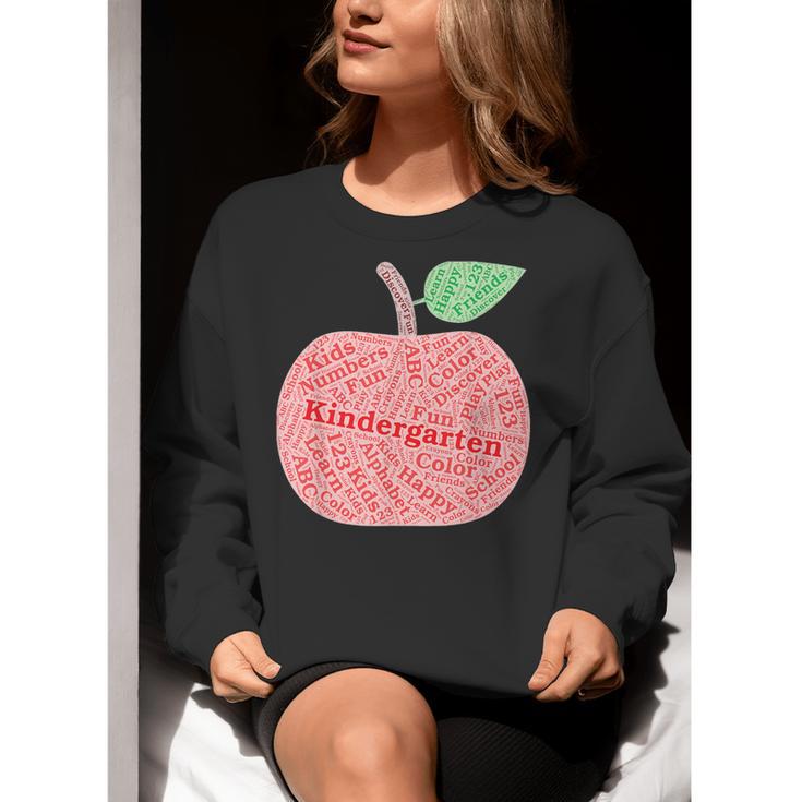 Kindergarten Apple Word Art For Teachers & Students Women Crewneck Sweatshirt, funny gift
