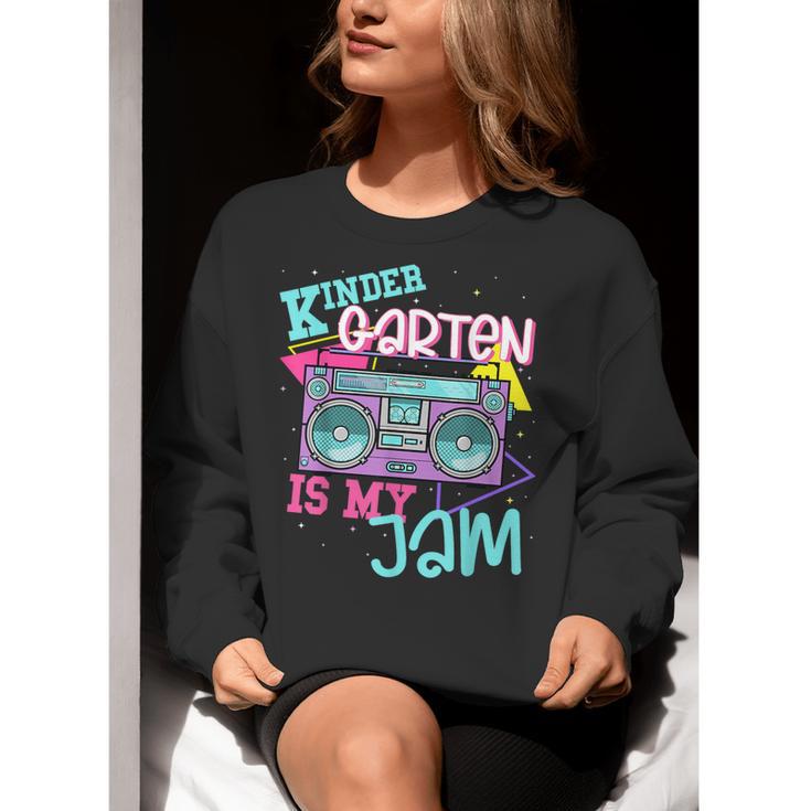 Kindergarten Is My Jam Cute Teacher Shirt 80's 90's Styl Women Crewneck Sweatshirt, funny gift