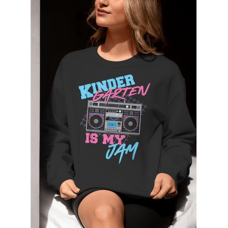 Kindergarten Is My Jam Vintage 80s Boombox Teacher Student Women Crewneck Sweatshirt, funny gift Kindergarten Is My Jam Vintage 80s Boombox Teacher Student Women Crewneck Sweatshirt, funny gift