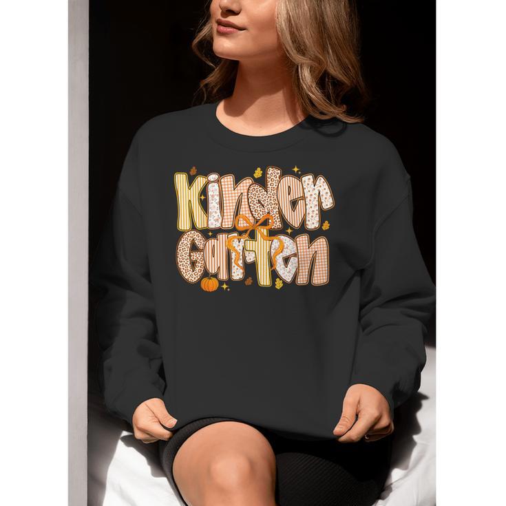 Kindergarten Teacher Fall Pumpkin Autumn Cute Women Crewneck Sweatshirt, funny gift Kindergarten Teacher Fall Pumpkin Autumn Cute Women Crewneck Sweatshirt, funny gift