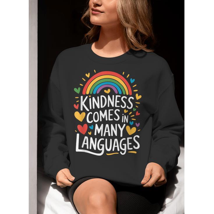 Kindness Comes In Many Languages ESL English Teacher Women Crewneck Sweatshirt, Esl Teacher Sweatshirts, English Teacher Sweatshirts, funny gift