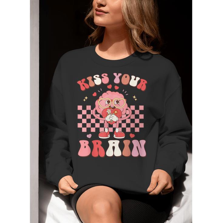 Kiss Your Brain Valentines Test Day Teacher Squad Kids Women Crewneck Sweatshirt, funny gift Kiss Your Brain Valentines Test Day Teacher Squad Kids Women Crewneck Sweatshirt, funny gift