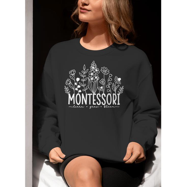Learn Grow Bloom Wildflowers Appreciation Montessori Teacher Women Crewneck Sweatshirt, funny gift Learn Grow Bloom Wildflowers Appreciation Montessori Teacher Women Crewneck Sweatshirt, funny gift