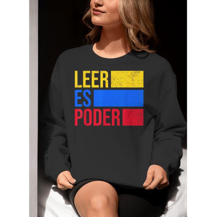 Leer Es Poder Colombian Spanish Teacher Maestra Colombia Women Crewneck Sweatshirt, funny gift Leer Es Poder Colombian Spanish Teacher Maestra Colombia Women Crewneck Sweatshirt, funny gift