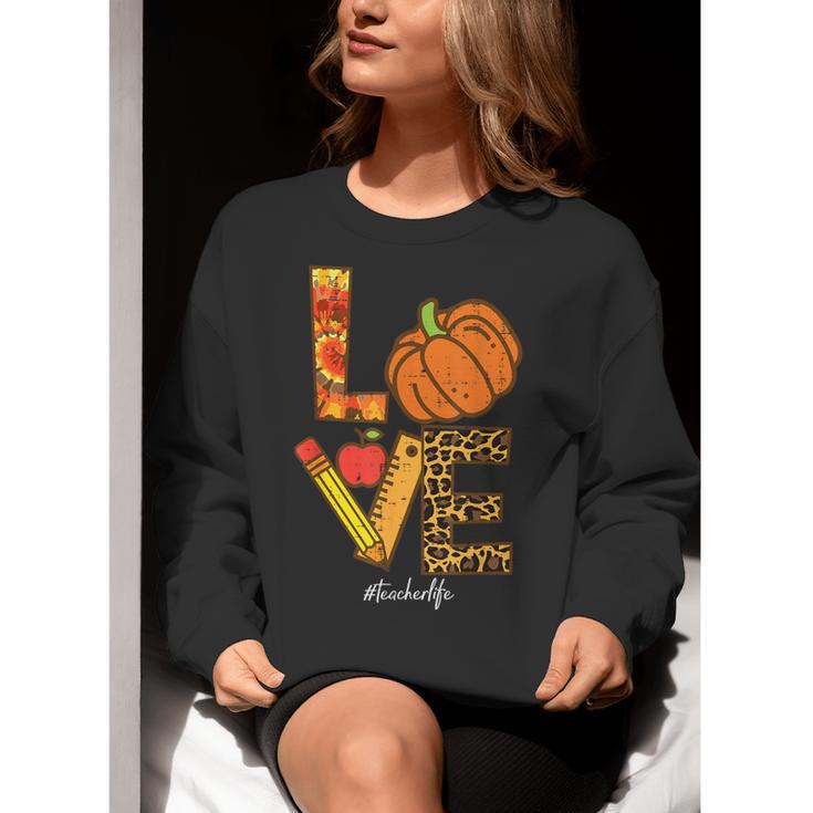 Leopard Pumpkin Love Teacher Life Thanksgiving Fall Women Women Crewneck Sweatshirt, funny gift Leopard Pumpkin Love Teacher Life Thanksgiving Fall Women Women Crewneck Sweatshirt, funny gift