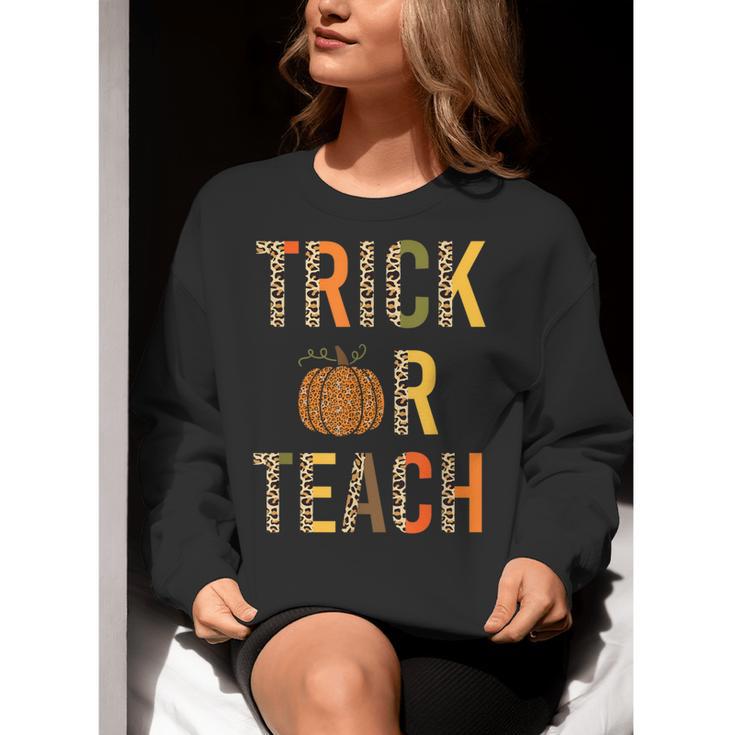 Leopard Trick Or Teach Halloween Teacher Costume Women Women Crewneck Sweatshirt, funny gift Leopard Trick Or Teach Halloween Teacher Costume Women Women Crewneck Sweatshirt, funny gift