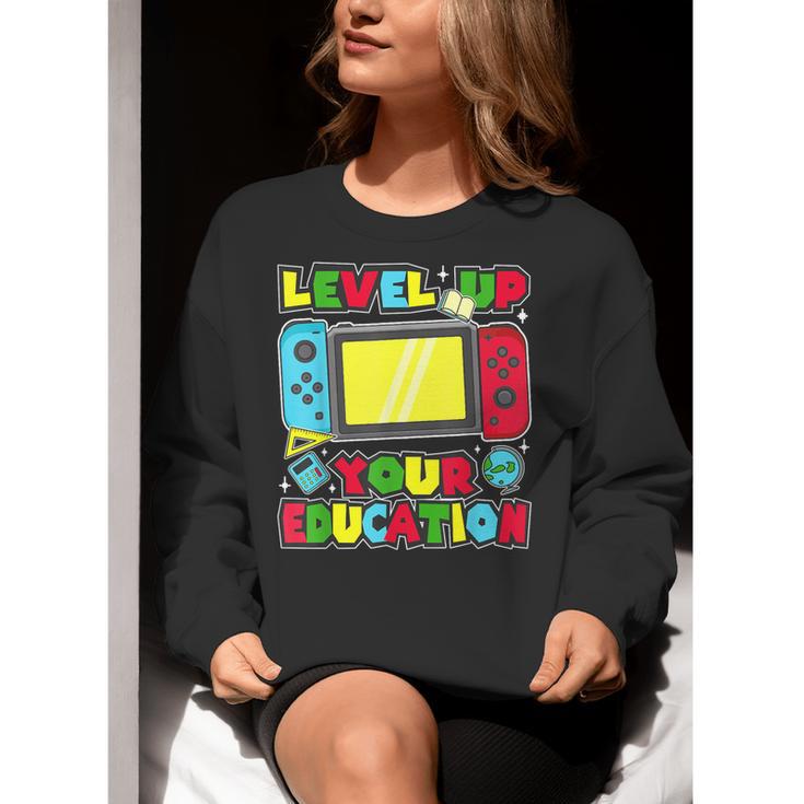 Level Up Your Education Gaming Inspired Teacher Gamers Women Crewneck Sweatshirt, funny gift Level Up Your Education Gaming Inspired Teacher Gamers Women Crewneck Sweatshirt, funny gift