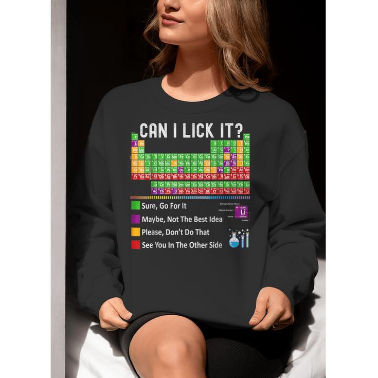 Can I Lick It Periodic Table Chart Science Teacher Cool Meme Women Crewneck Sweatshirt, Science Teacher Sweatshirts, funny gift