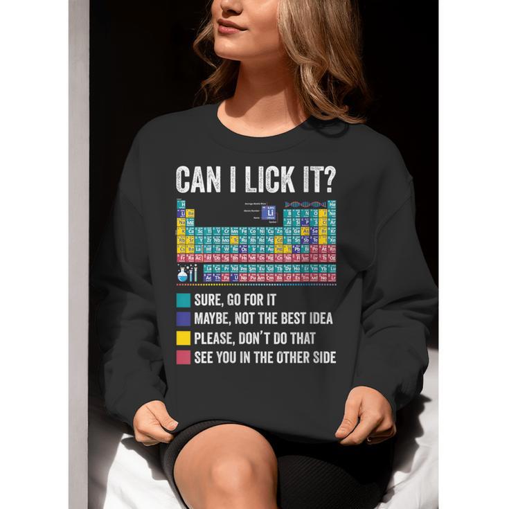Can I Lick It Periodic Table Of Elements Science Teacher Women Crewneck Sweatshirt, Science Teacher Sweatshirts, funny gift