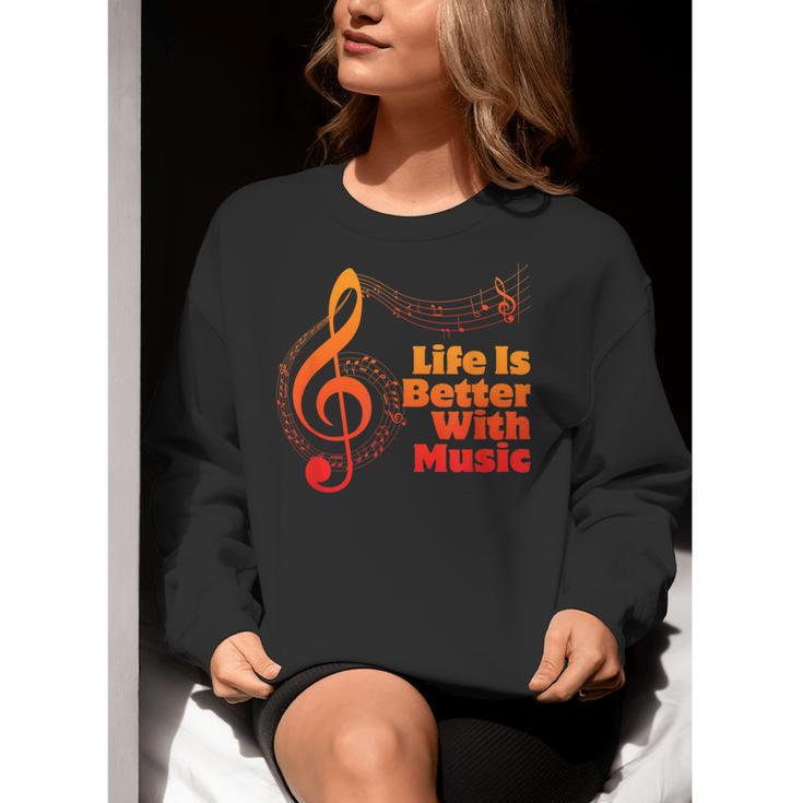Life Is Better With Music Theory Musician Teacher Notes Clef Women Crewneck Sweatshirt, funny gift