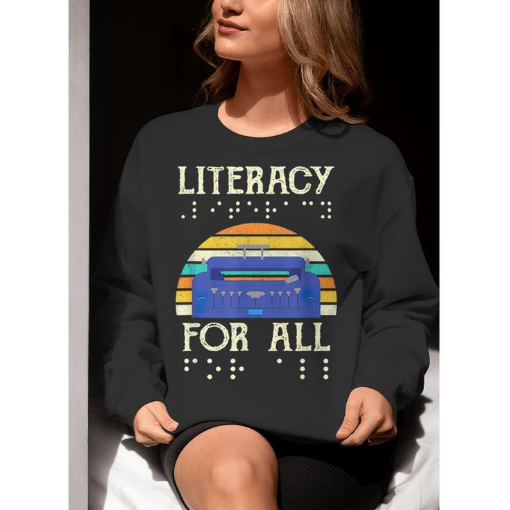 Literacy For All Visually Impaired Braille Teacher The Blind Women Crewneck Sweatshirt, funny gift Literacy For All Visually Impaired Braille Teacher The Blind Women Crewneck Sweatshirt, funny gift