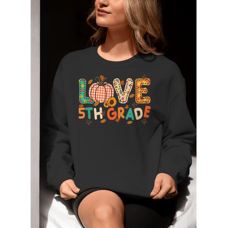 Love 5th Grade Thanksgiving Colorful Fall Leaves Teacher Women Crewneck Sweatshirt, funny gift