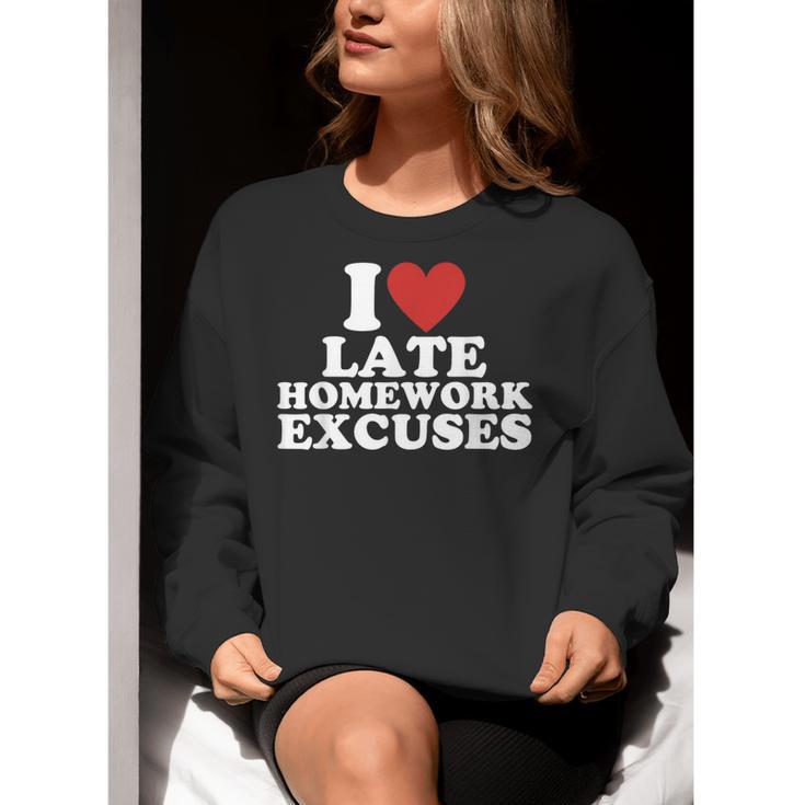 I Love Late Homework Excuses Sarcastic Teacher Lie For Men Women Women Crewneck Sweatshirt, funny gift I Love Late Homework Excuses Sarcastic Teacher Lie For Men Women Women Crewneck Sweatshirt, funny gift