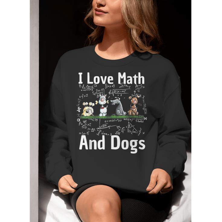 I Love Maths And Dogs Puppy Dog Lover Teacher Student Women Crewneck Sweatshirt, funny gift