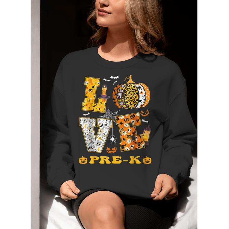 LOVE Pre-K Pumpkin Teacher Student Halloween Costume Women Crewneck Sweatshirt, funny gift