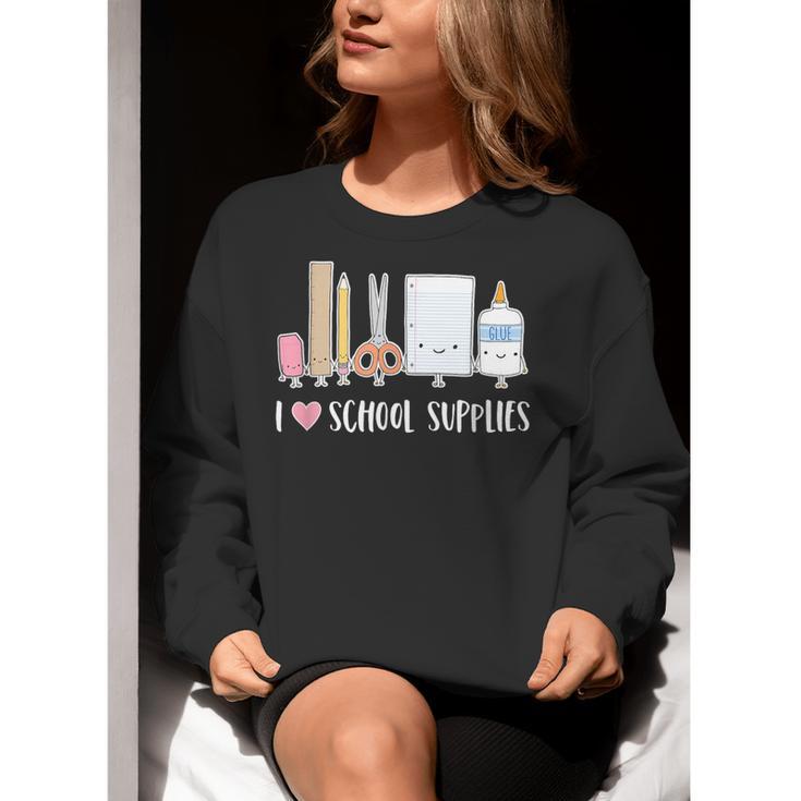 I Love School Supplies Teacher Shirt Women Crewneck Sweatshirt, funny gift I Love School Supplies Teacher Shirt Women Crewneck Sweatshirt, funny gift