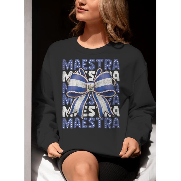 Maestra El Salvador Coquette Bow Hispanic Spanish Teacher Women Crewneck Sweatshirt, funny gift Maestra El Salvador Coquette Bow Hispanic Spanish Teacher Women Crewneck Sweatshirt, funny gift