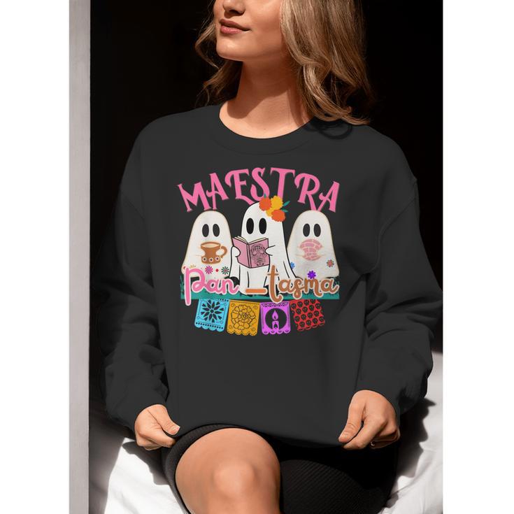 Maestra Pantasmas Conchas Teacher Mexican Halloween Women Crewneck Sweatshirt, funny gift