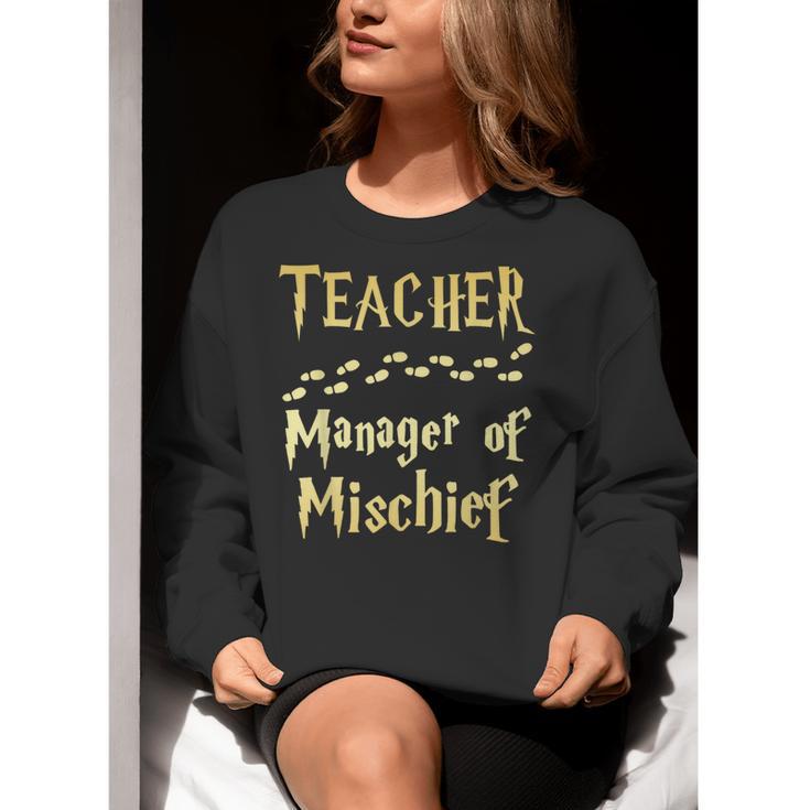 Magical Teacher Manager Of Mischief Birthday Family Party Women Crewneck Sweatshirt, funny gift Magical Teacher Manager Of Mischief Birthday Family Party Women Crewneck Sweatshirt, funny gift