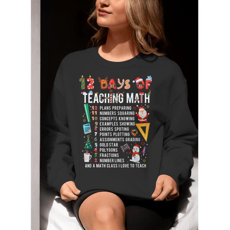 Math Teacher Christmas 12 Days Of Teaching Math Christmas Women Crewneck Sweatshirt, funny gift