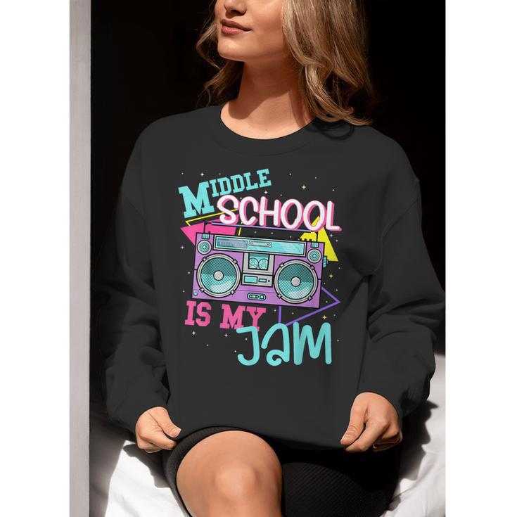 Middle School Is My Jam Cute Teacher Shirt 80's 90's Styl Women Crewneck Sweatshirt, funny gift Middle School Is My Jam Cute Teacher Shirt 80's 90's Styl Women Crewneck Sweatshirt, funny gift