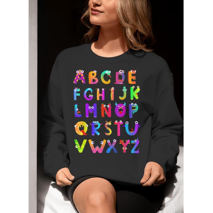 Monster ABC Cute Alphabet Halloween Teacher Costume Kids Women Crewneck Sweatshirt, funny gift