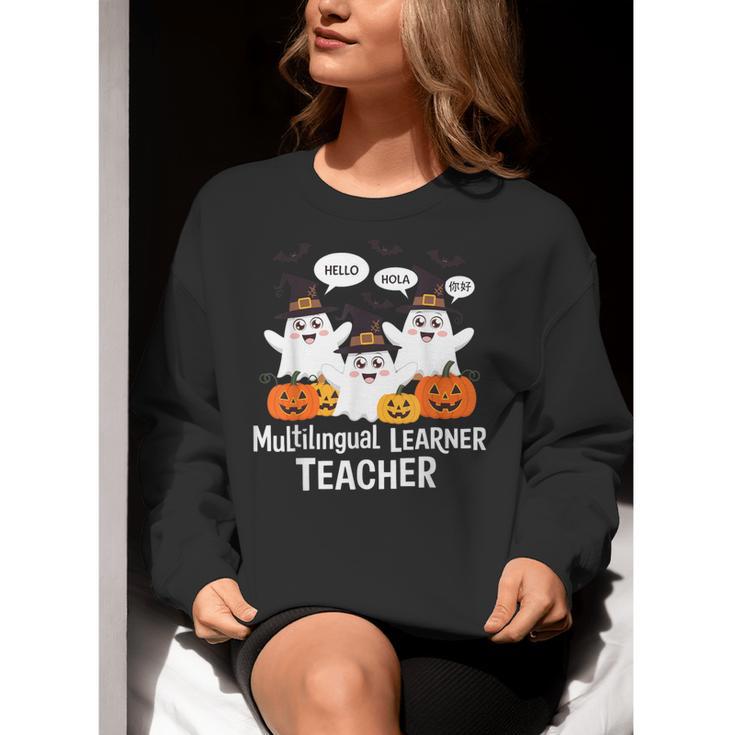 Multilingual Learner Teacher Spooky Halloween ESL Teacher Women Crewneck Sweatshirt, Esl Teacher Sweatshirts, funny gift