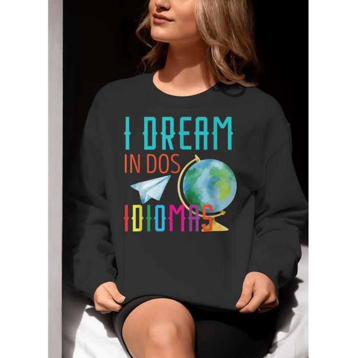Multilingual Teacher In Dos Idiomas Linguist Language Women Crewneck Sweatshirt, funny gift Multilingual Teacher In Dos Idiomas Linguist Language Women Crewneck Sweatshirt, funny gift