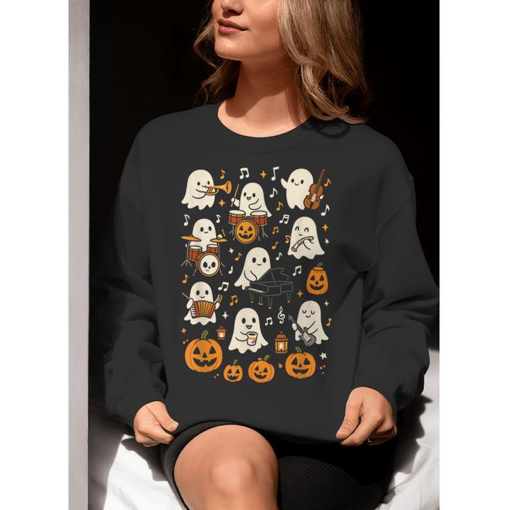 Music Teacher Orchestra Shirt Spooky Halloween Ghost Band Women Crewneck Sweatshirt, funny gift Music Teacher Orchestra Shirt Spooky Halloween Ghost Band Women Crewneck Sweatshirt, funny gift