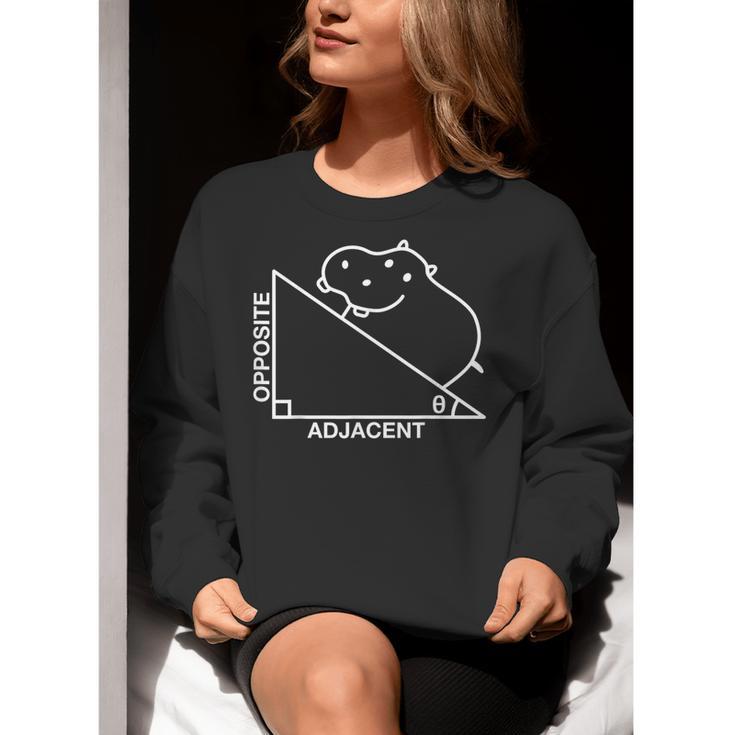 Nerdy Hippotenuse Hypotenuse Hippopotamus Math Teacher Women Crewneck Sweatshirt, funny gift